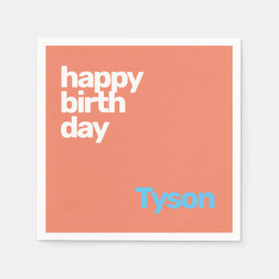 happy birthday create your own peach party paper napkins