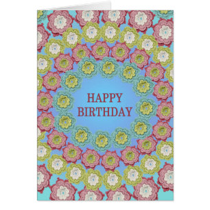Happy Birthday Crochet Flowers Cards