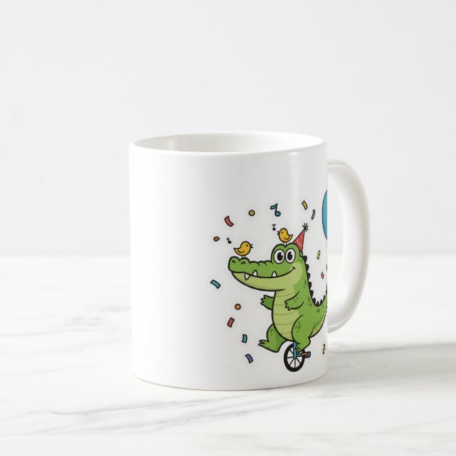 Happy Birthday Crocodile Circus Theme Cartoon Coffee Mug (Front Right)