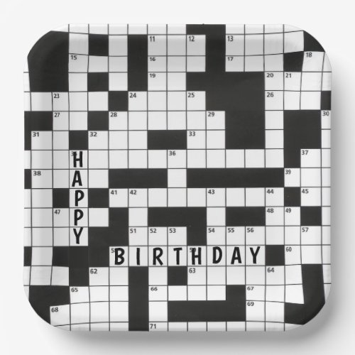 Happy Birthday Crossword Puzzle Paper Plates