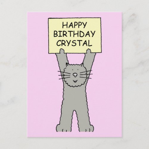 Happy Birthday Crystal Cartoon Cat Postcard