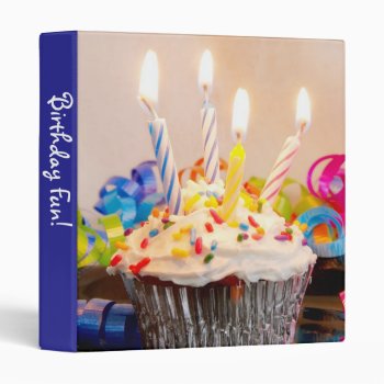 Happy Birthday Cupcake 1" Photo Album 3 Ring Binder by Meg_Stewart at Zazzle