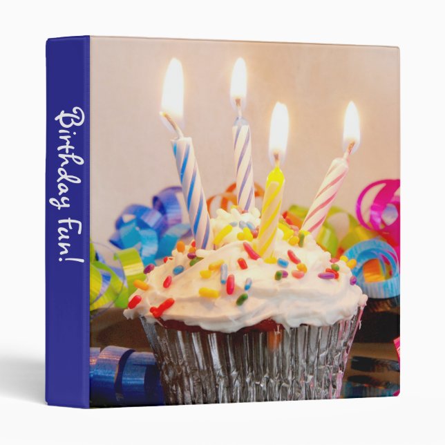 Happy Birthday Cupcake 1" Photo Album 3 Ring Binder (Front/Spine)