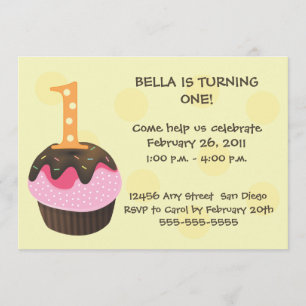 Happy Birthday Cupcake 1-yellow Invitation