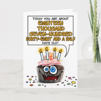 Happy Birthday Cupcake - 51 years old Card