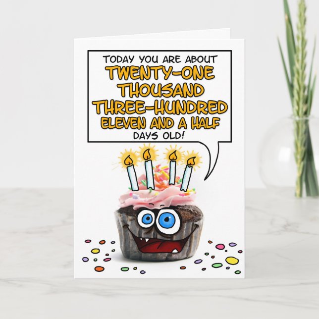 Happy Birthday Cupcake - 58 years old Card (Front)