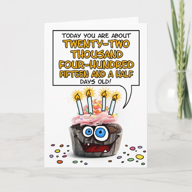 Happy Birthday Cupcake - 61 years old Card (Front)