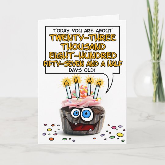 Happy Birthday Cupcake 65 years old Card