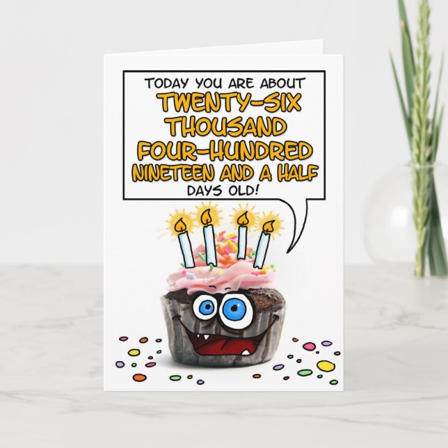 Happy Birthday Cupcake - 72 years old Card (Front)