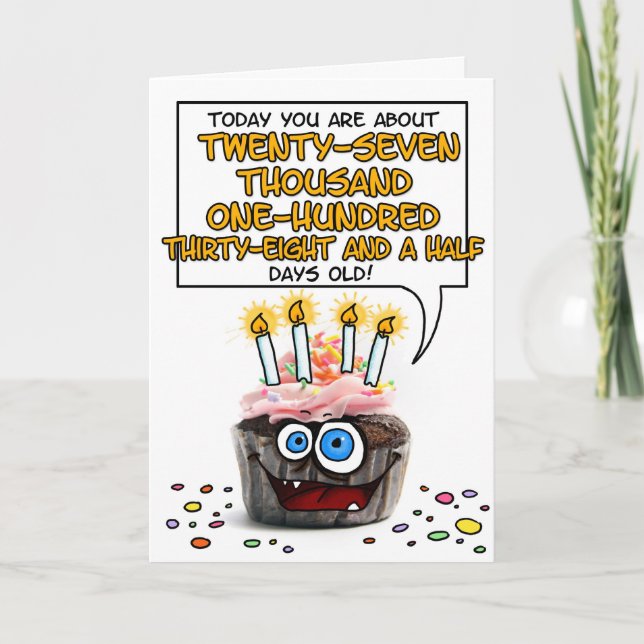 Happy Birthday Cupcake - 74 years old Card (Front)