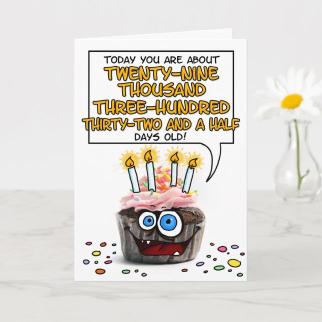 Happy Birthday Cupcake - 80 years old Card | Zazzle