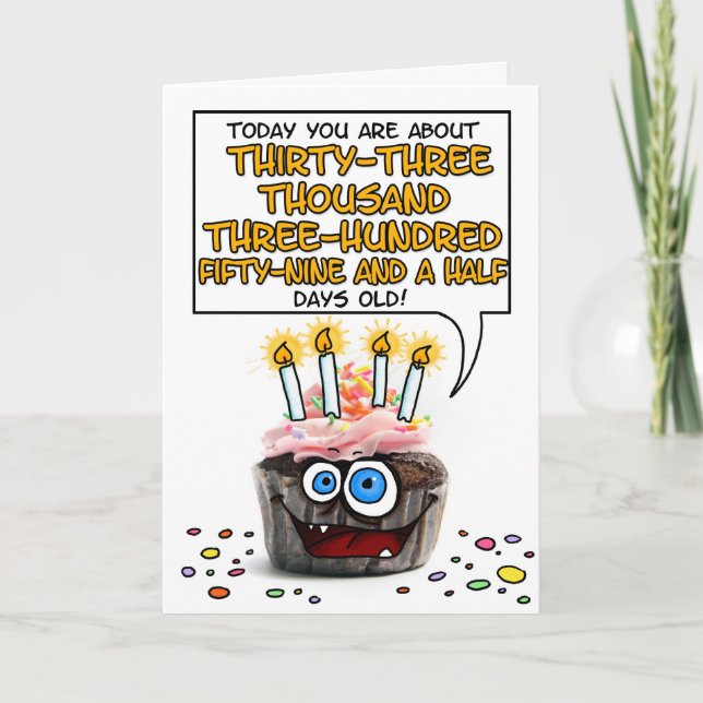 Happy Birthday Cupcake - 91 years old Card (Front)