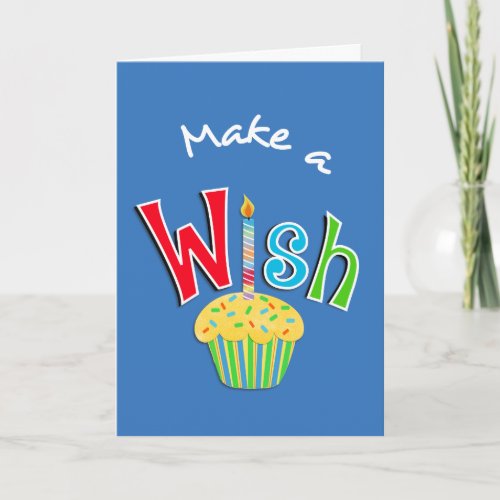 Happy Birthday Cupcake and Candle Greeting Card