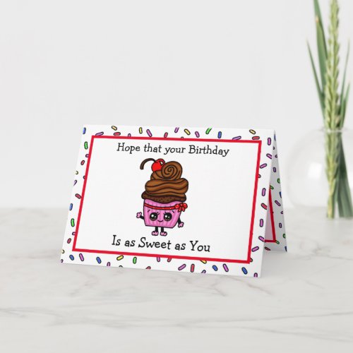 Happy Birthday Cupcake and Sprinkles Pun Card