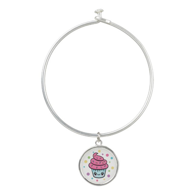 Happy Birthday Cupcake bangle bracelet (Front)