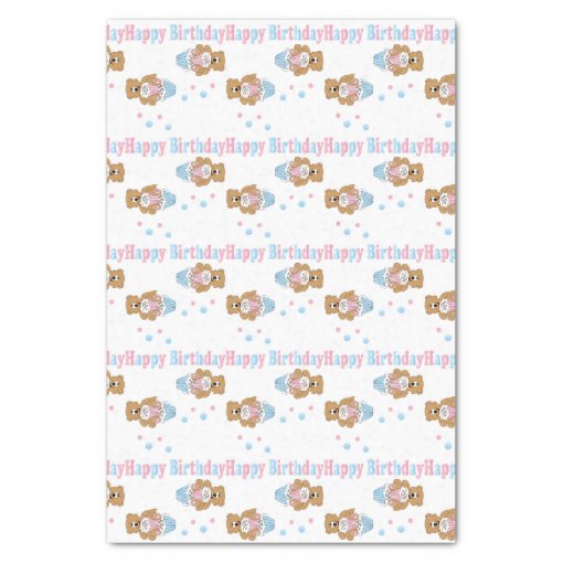 Happy Birthday Cupcake Bears Tissue Paper | Zazzle