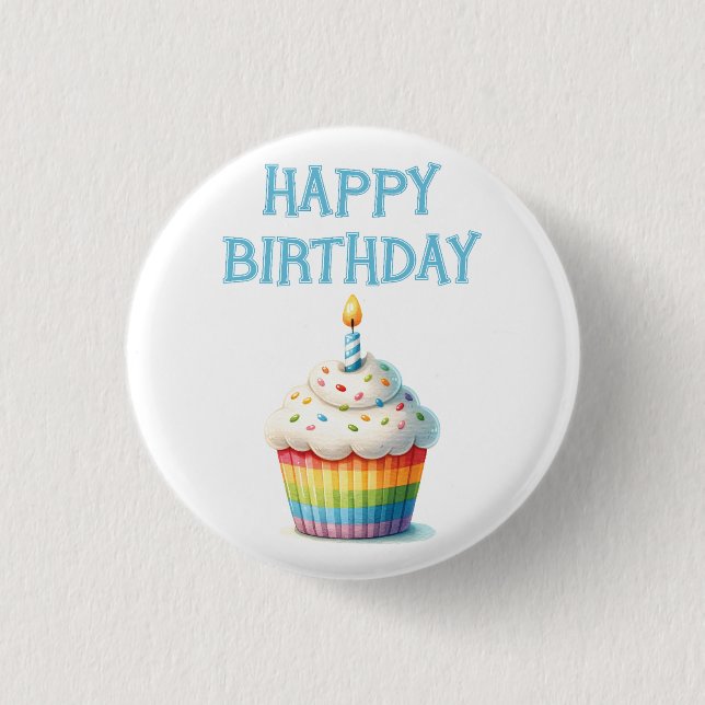 Happy Birthday Cupcake  Button (Front)