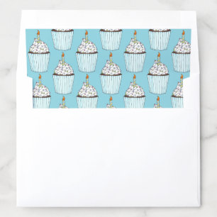 Happy Birthday Cupcake Candle Pastel Polka Dots Envelope Liner