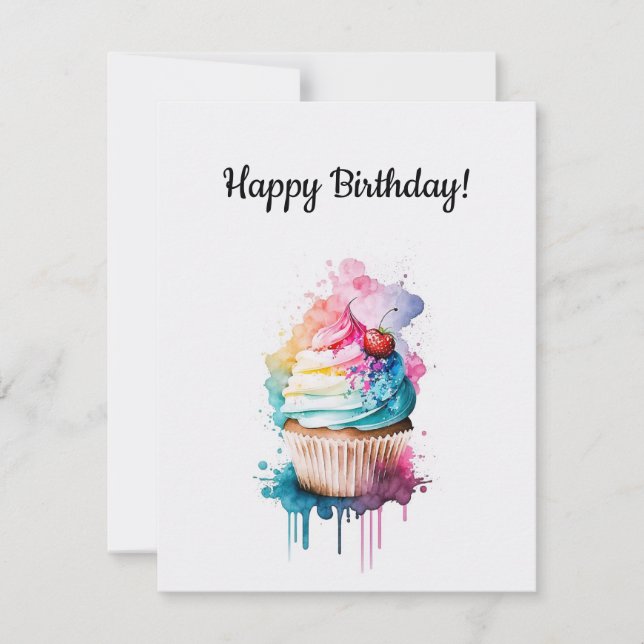 Happy Birthday Cupcake Card  (Front)