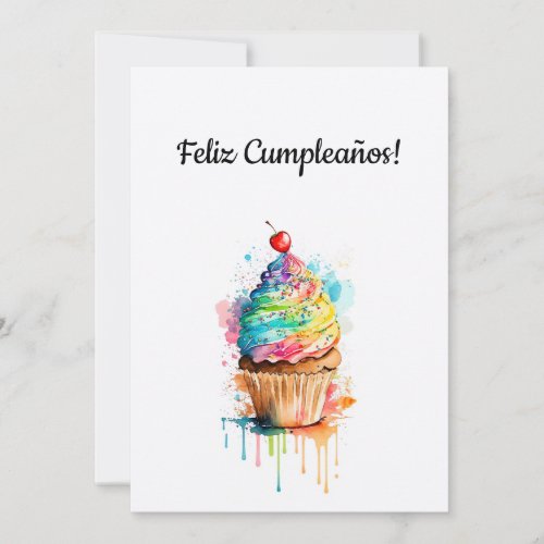 Happy Birthday Cupcake Card In Spanish