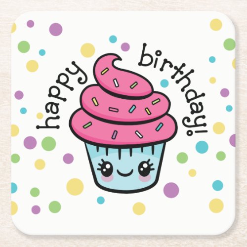 Happy Birthday Cupcake coasters