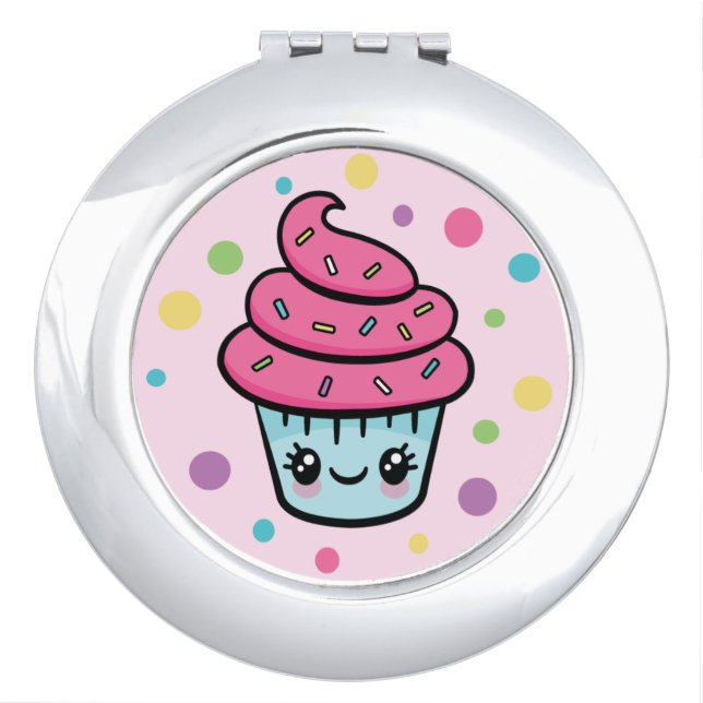 Happy Birthday Cupcake compact mirror (Front)