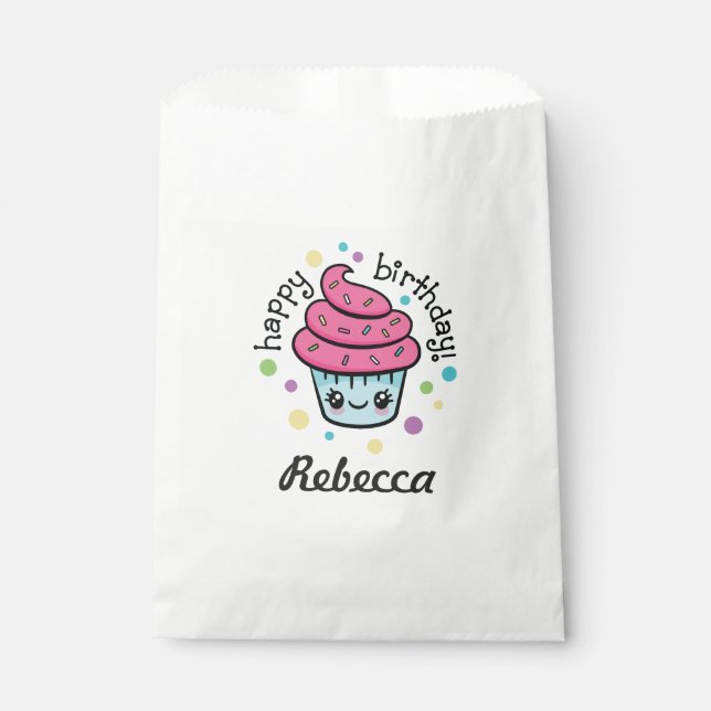 Happy Birthday Cupcake favor bag (Front)