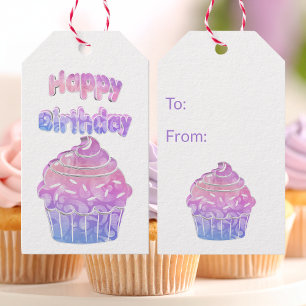 Happy Birthday Cupcake Gift Tags