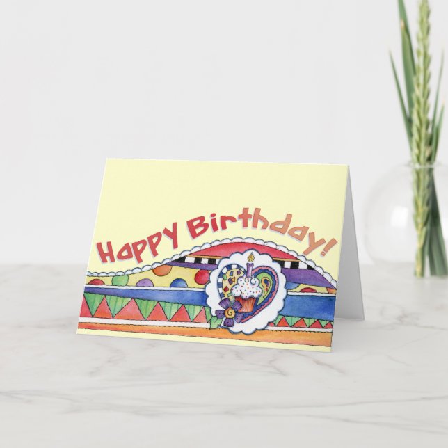 Happy Birthday Cupcake - Greeting Card (Front)