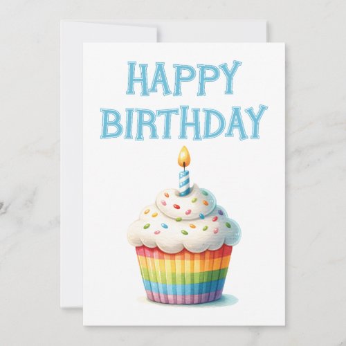 Happy Birthday Cupcake  Holiday Card