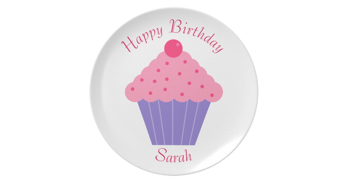 Happy Birthday Cupcake Melamine Plate Zazzle