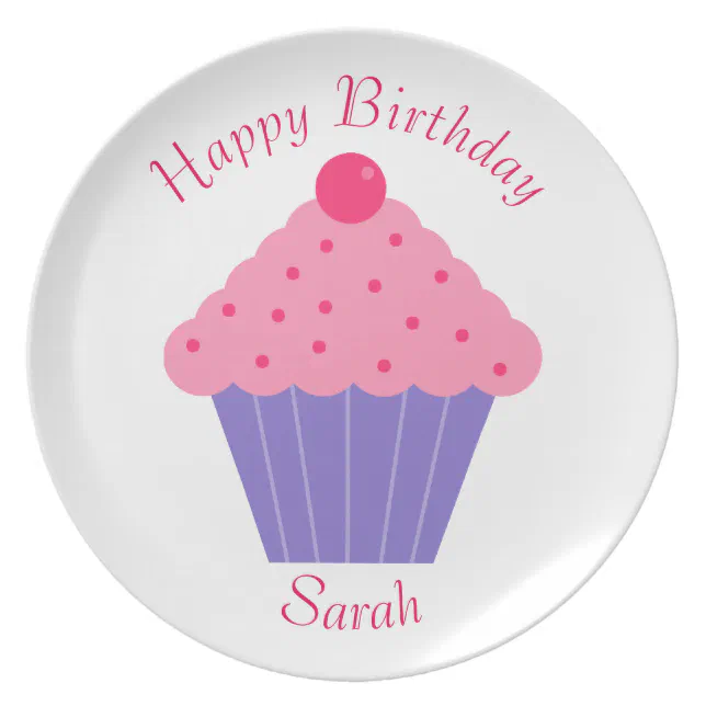 Happy Birthday Cupcake Melamine Plate Zazzle
