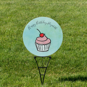 Happy Birthday Cupcake Modern Simple Sign