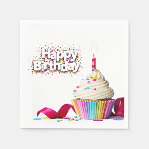 Happy Birthday Cupcake Napkins