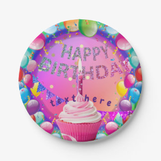 Happy Birthday Cupcake Paper Plates