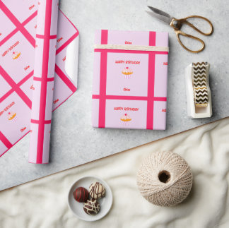 Happy Birthday Cupcake Personalized with Name Wrapping Paper