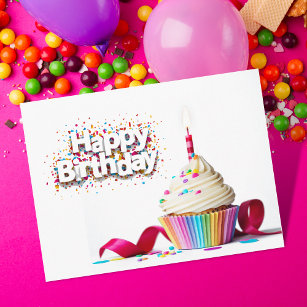 Happy Birthday Cupcake Postcard