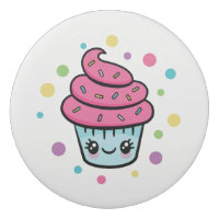 Happy Birthday Cupcake round eraser