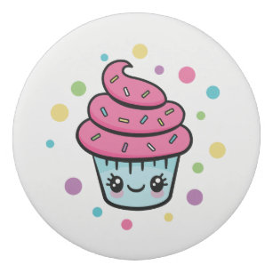 Happy Birthday Cupcake round eraser