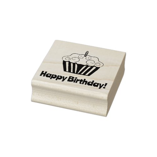 Happy Birthday Cupcake Rubber Stamp