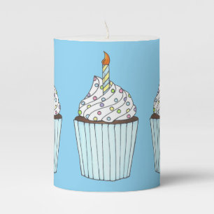 Happy Birthday Cupcake Sprinkles Centerpiece Pillar Candle