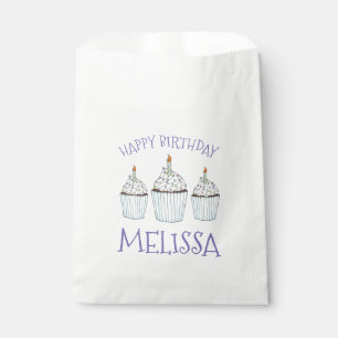 Happy Birthday Cupcake Sprinkles Frosting Candle Favor Bag