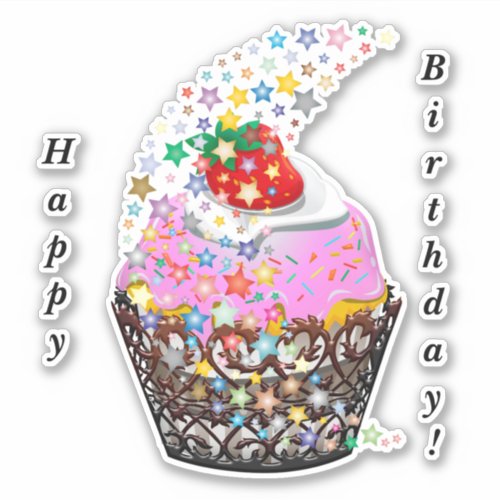 Happy Birthday Cupcake  Sticker