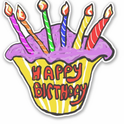 Happy Birthday Cupcake Sticker