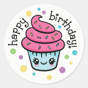 Happy Birthday Cupcake stickers