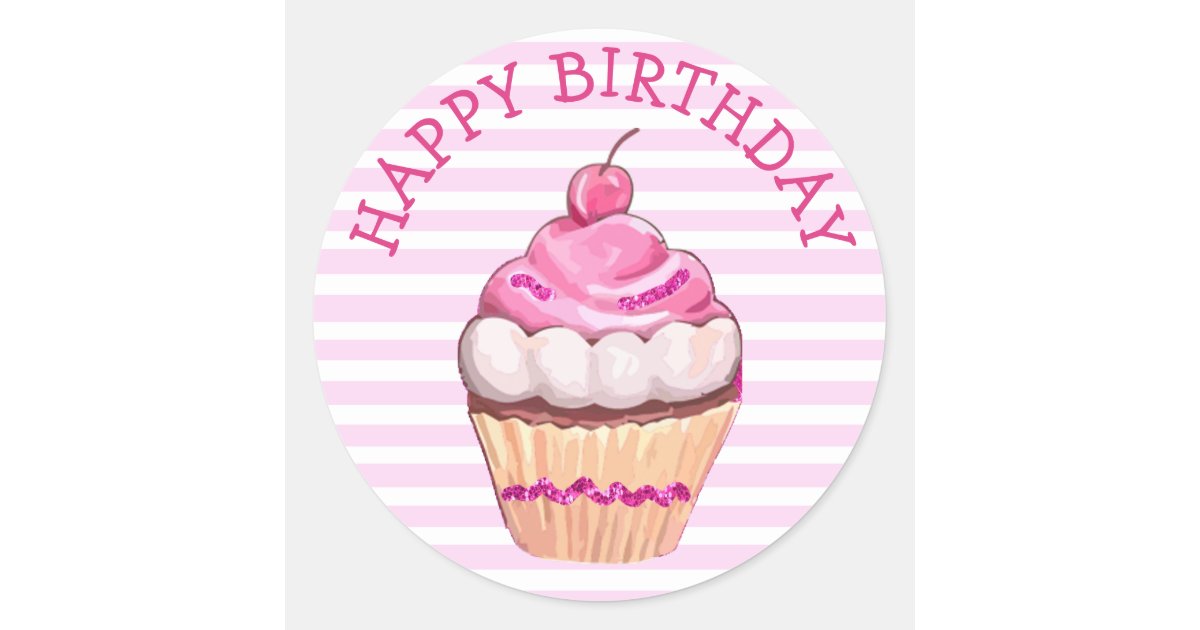 Happy Birthday Cupcake stickers