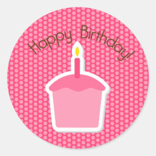 Happy Birthday Cupcake Topper/Sticker Classic Round Sticker