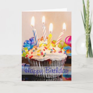 Happy Birthday Cupcake with Candles Card