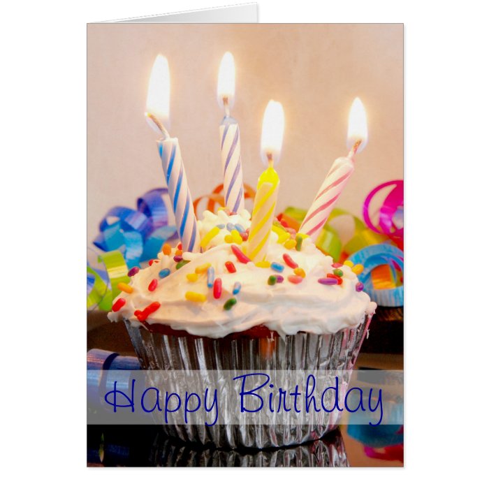 Happy Birthday Cupcake with Candles Cards