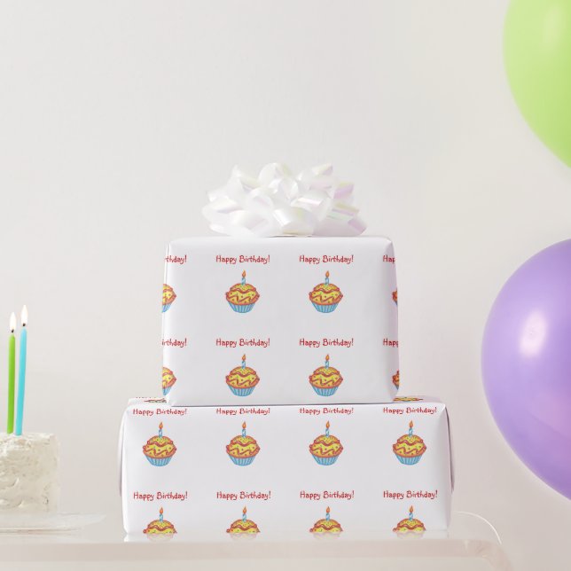 Happy Birthday Cupcake Wrapping Paper (Party Gifts)